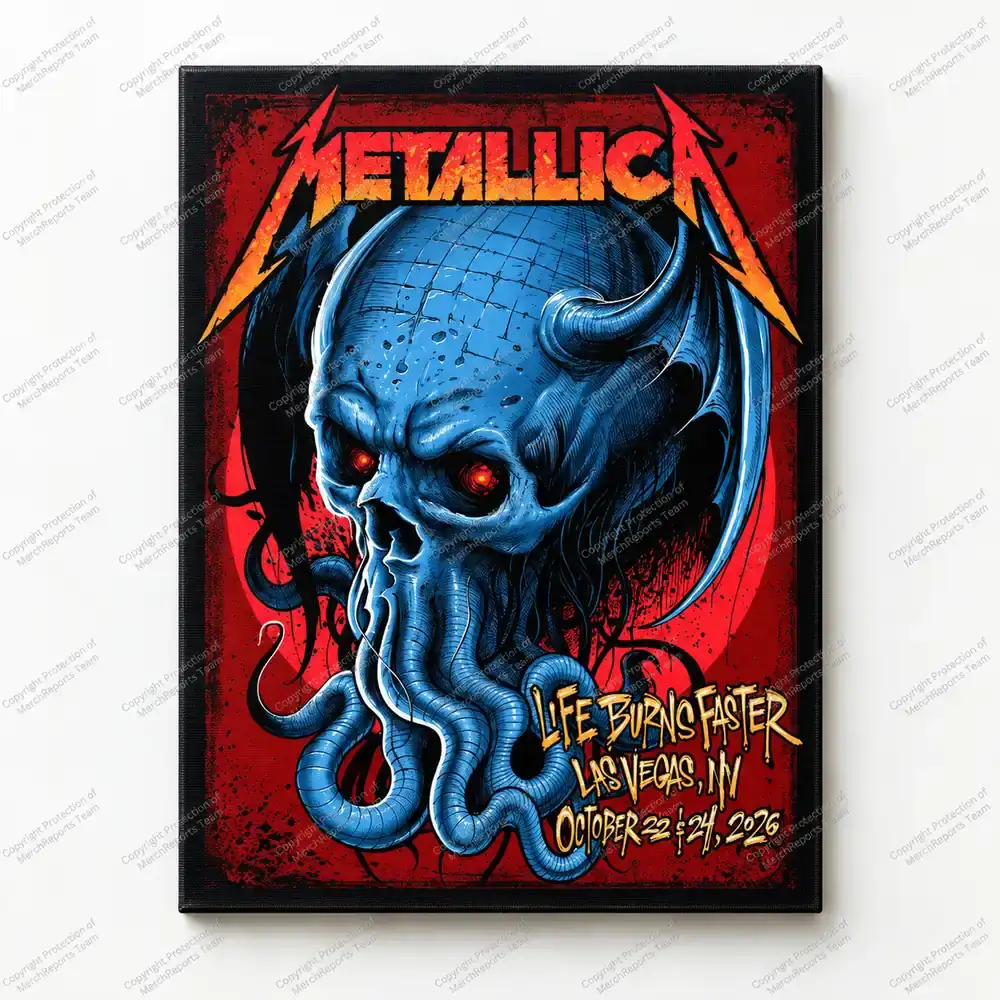 Metallica blue skull commemorative wall artwork