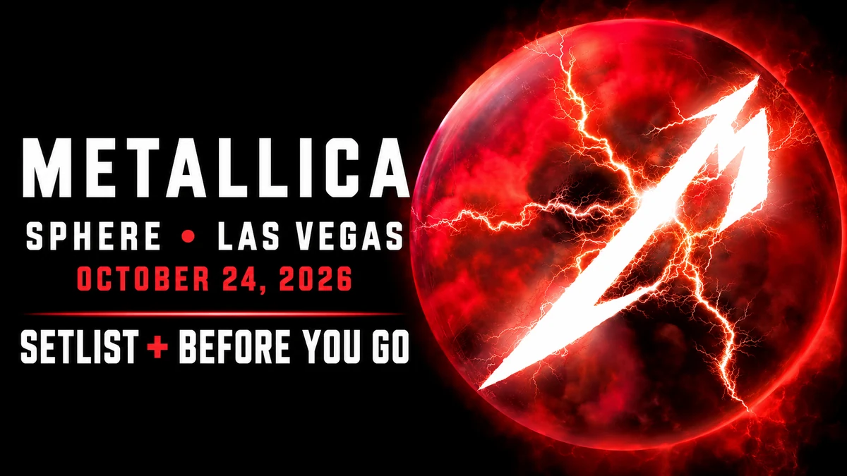 Metallica lightning emblem in a red sphere with October 24, 2026 show guide title