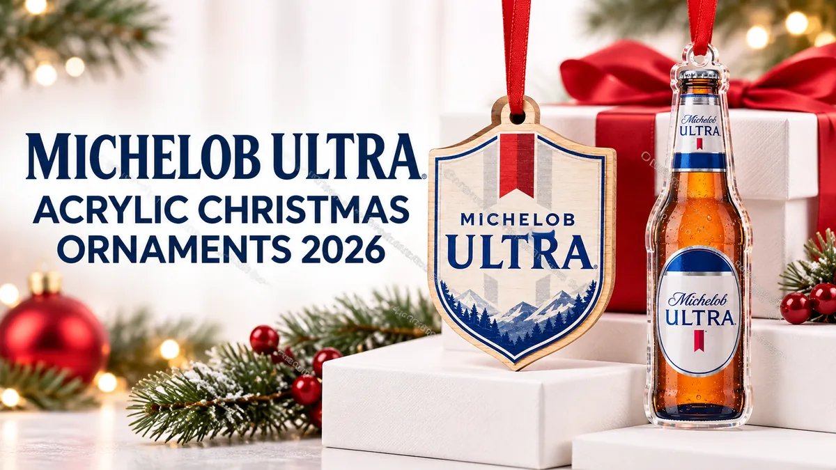 Michelob Ultra acrylic Christmas ornaments product design