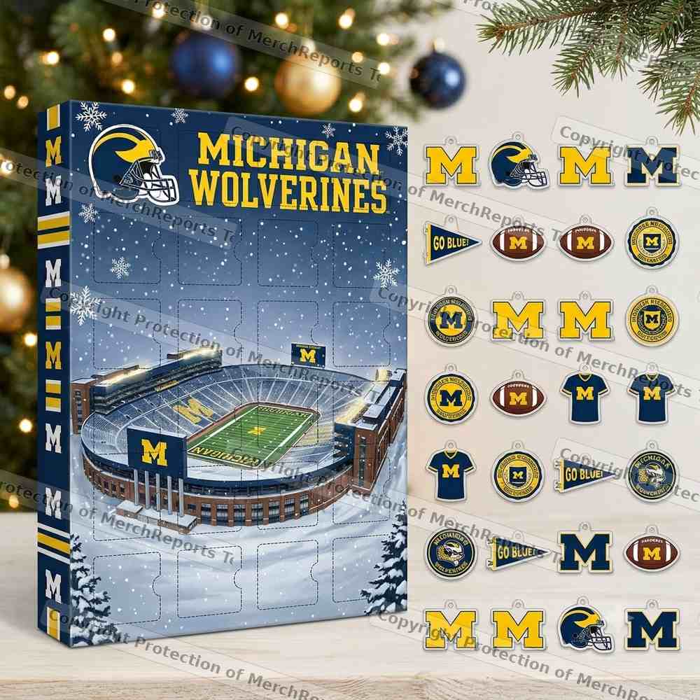 Michigan Wolverines NCAA Christmas Countdown Advent Calendar 24 Ornaments Holiday Gift