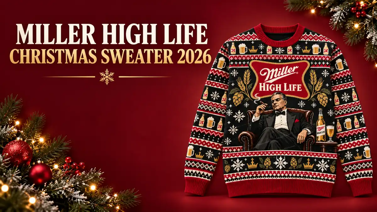 Miller High Life Christmas sweater product design