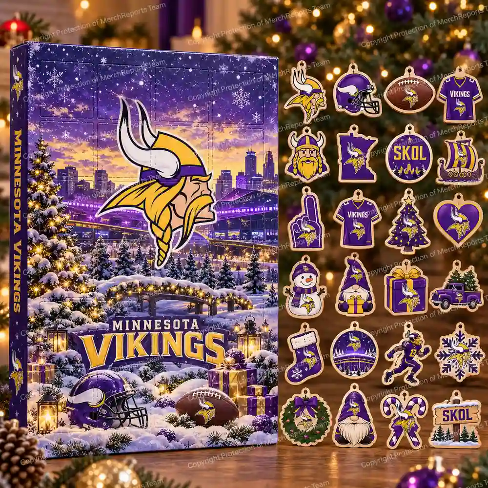Minnesota Vikings NFL Christmas 24-ornament wooden Advent Calendar