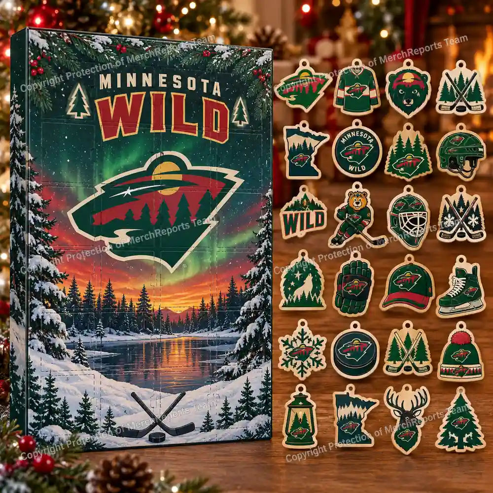 Minnesota Wild NHL Christmas 24-ornament wooden Advent Calendar