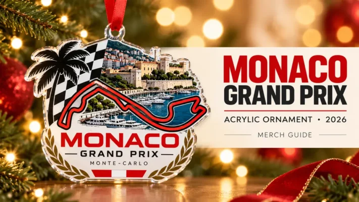 Monaco Grand Prix Circuit Map Acrylic Ornament artwork and 2026 merch guide title