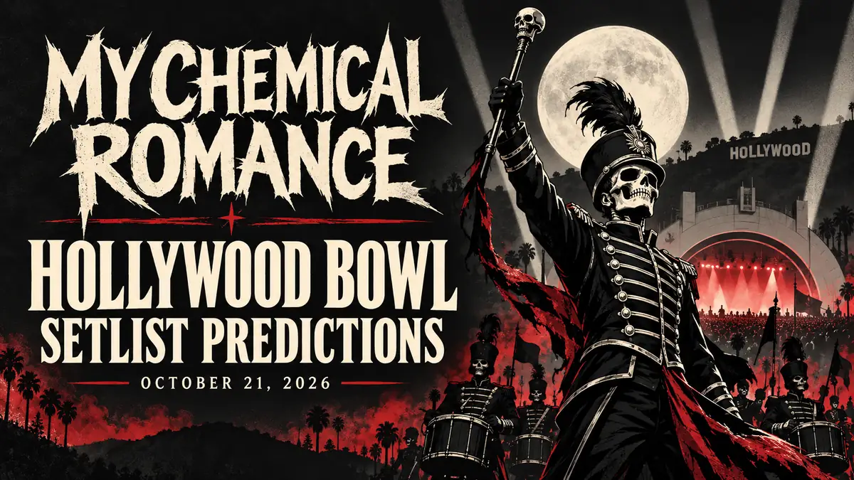 Illustrated skeletal parade leader and Hollywood Bowl setlist predictions headline for October 21, 2026