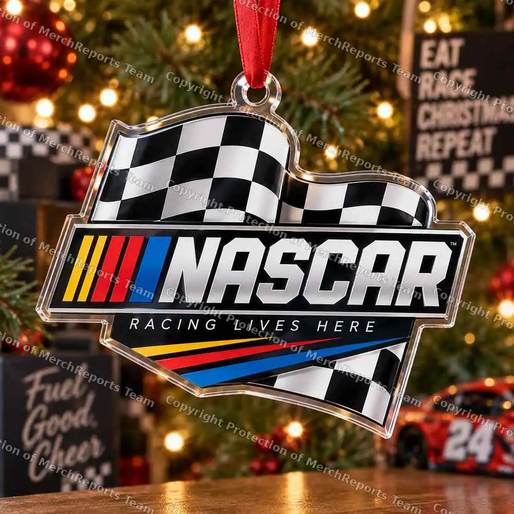 NASCAR Checkered Wordmark Acrylic Ornament product artwork