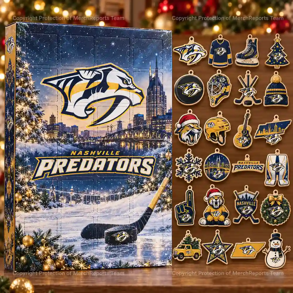 Nashville Predators NHL Christmas 24-ornament wooden Advent Calendar