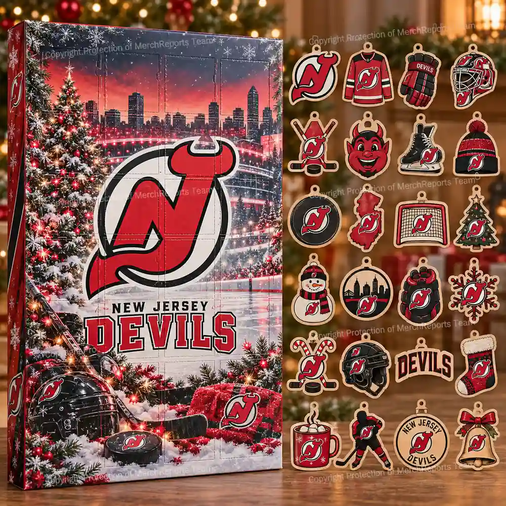 New Jersey Devils NHL Christmas 24-ornament wooden Advent Calendar