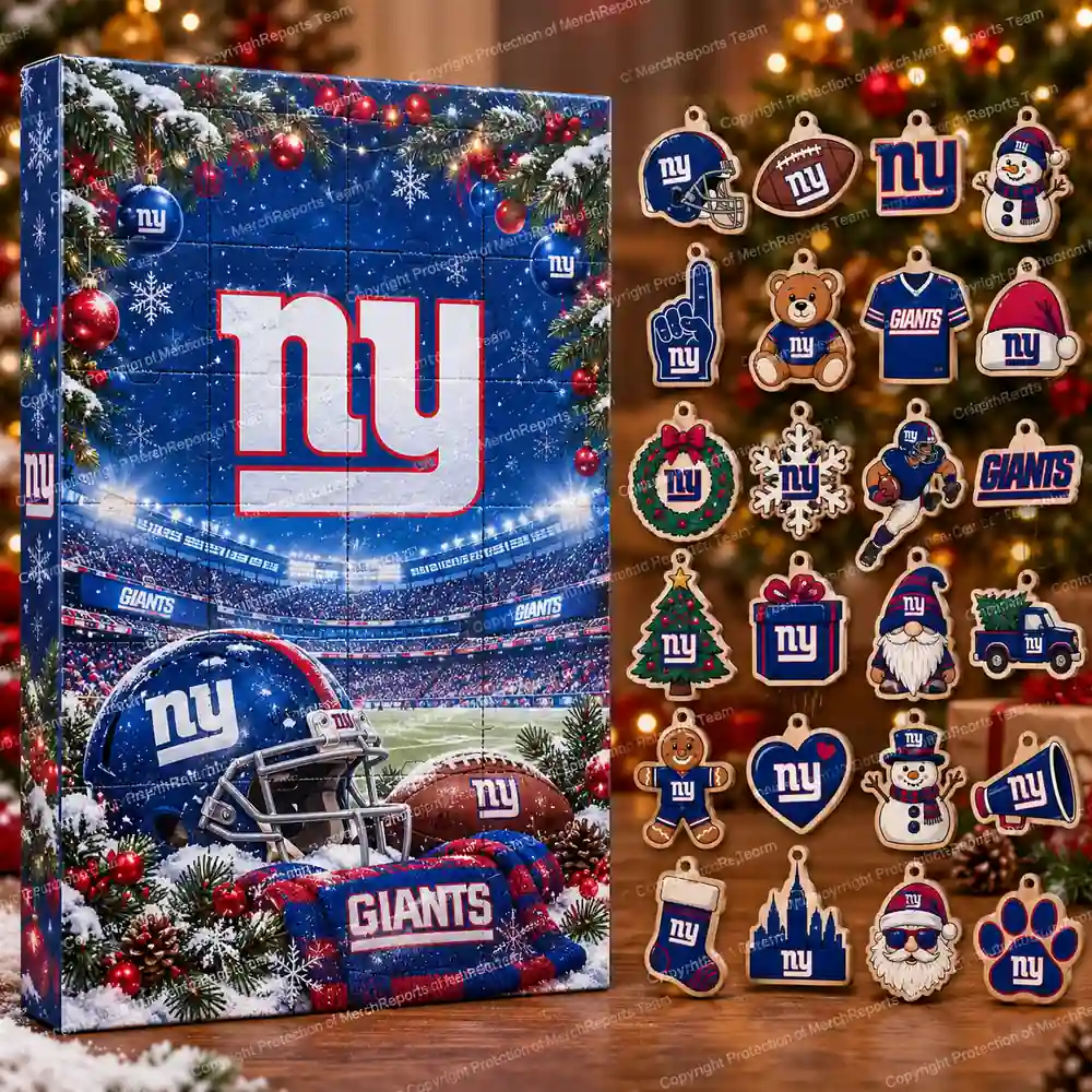 New York Giants NFL Christmas 24-ornament wooden Advent Calendar