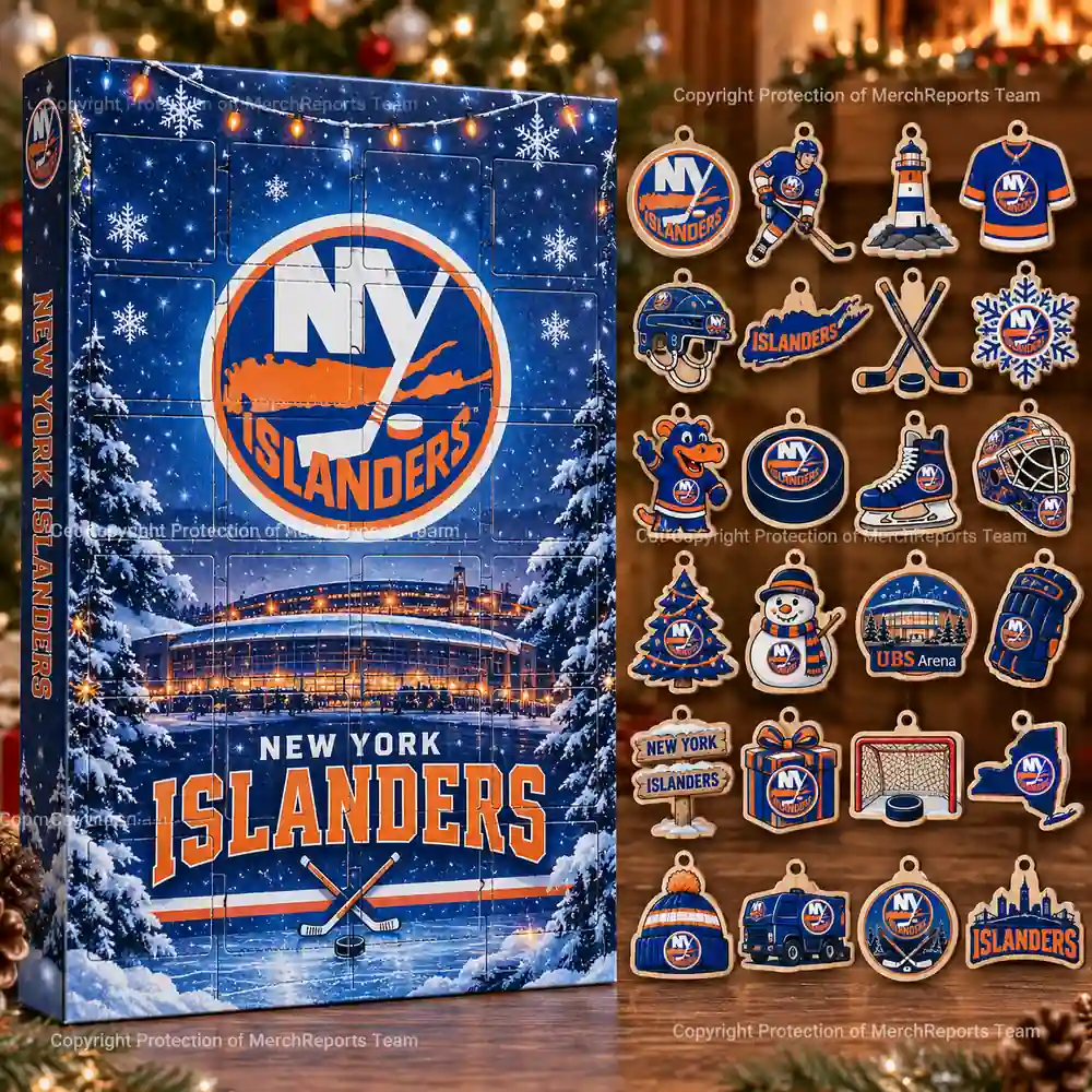 New York Islanders NHL Christmas 24-ornament wooden Advent Calendar