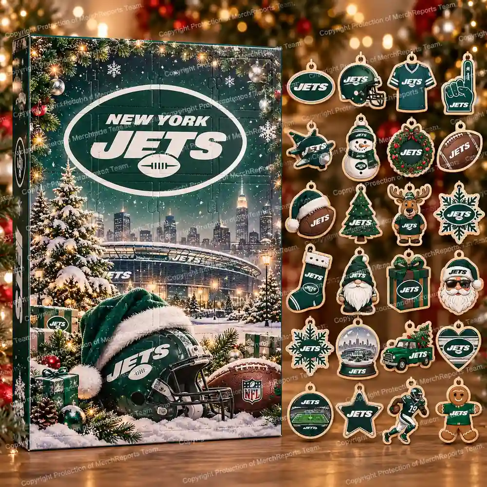 New York Jets NFL Christmas 24-ornament wooden Advent Calendar