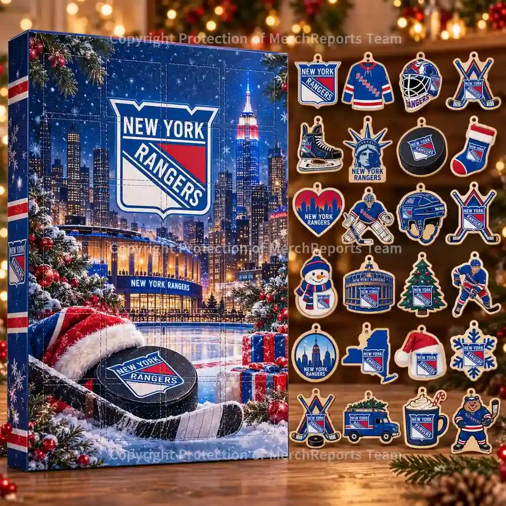 New York Rangers NHL Christmas 24-ornament wooden Advent Calendar