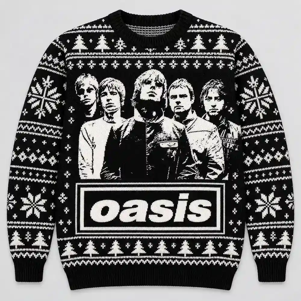 Oasis Portrait Box Logo Ugly Christmas Sweater product artwork