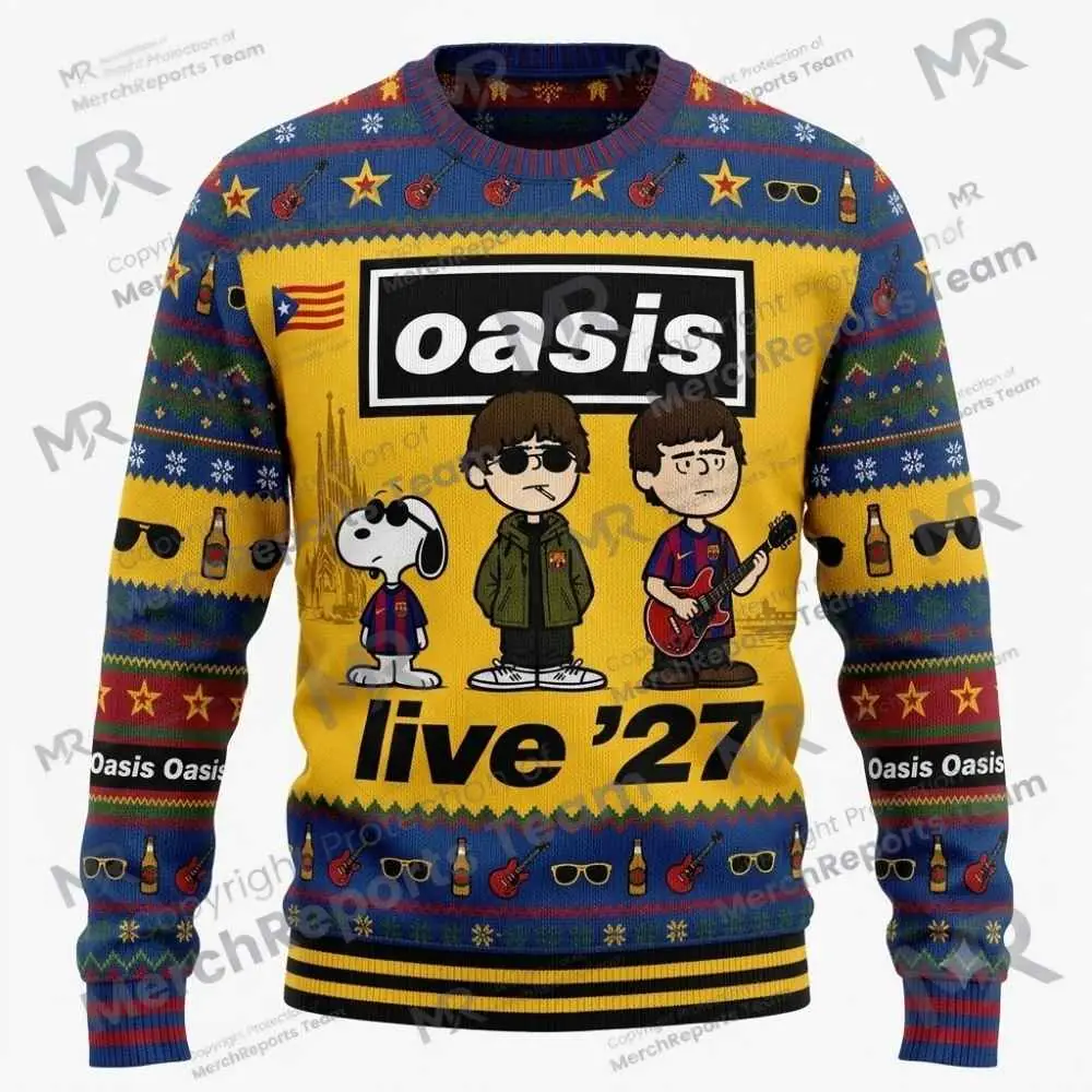 Oasis Snoopy Live 2027 Ugly Christmas Sweater product artwork