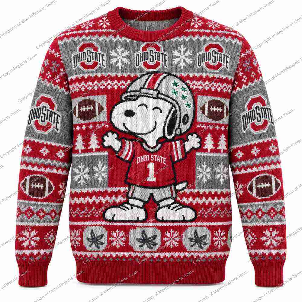 Ohio State Buckeyes Snoopy Football Ugly Christmas Sweater NCAA Gift