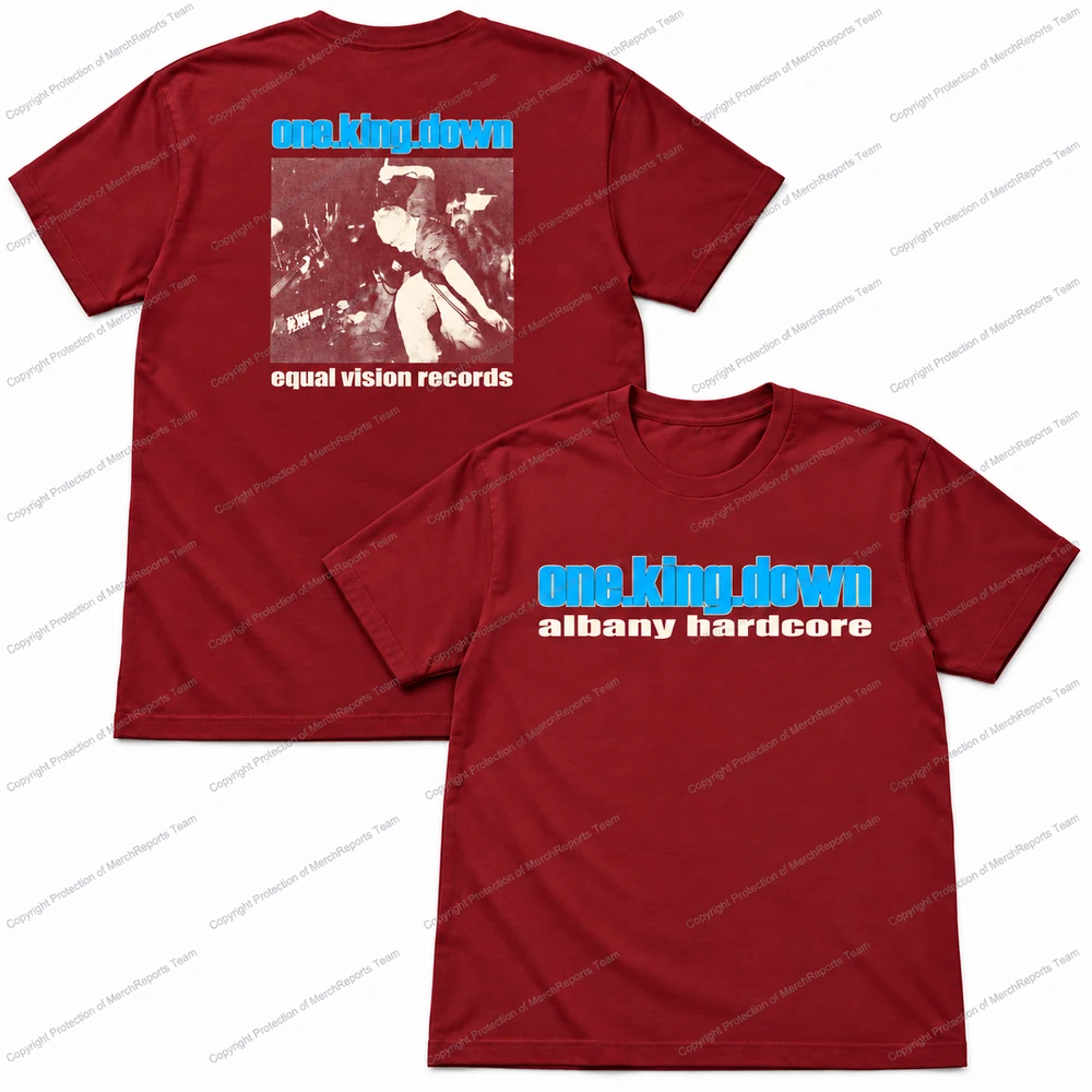 Albany Hardcore Photo Tee — Burgundy two-sided tee product view