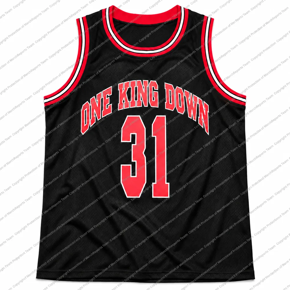 Number 31 Basketball Jersey — Black/red jersey product view