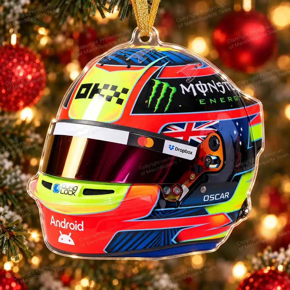 Oscar Piastri McLaren F1 2026 Australian Flag Helmet Acrylic Christmas Ornament Racing Fan Gift