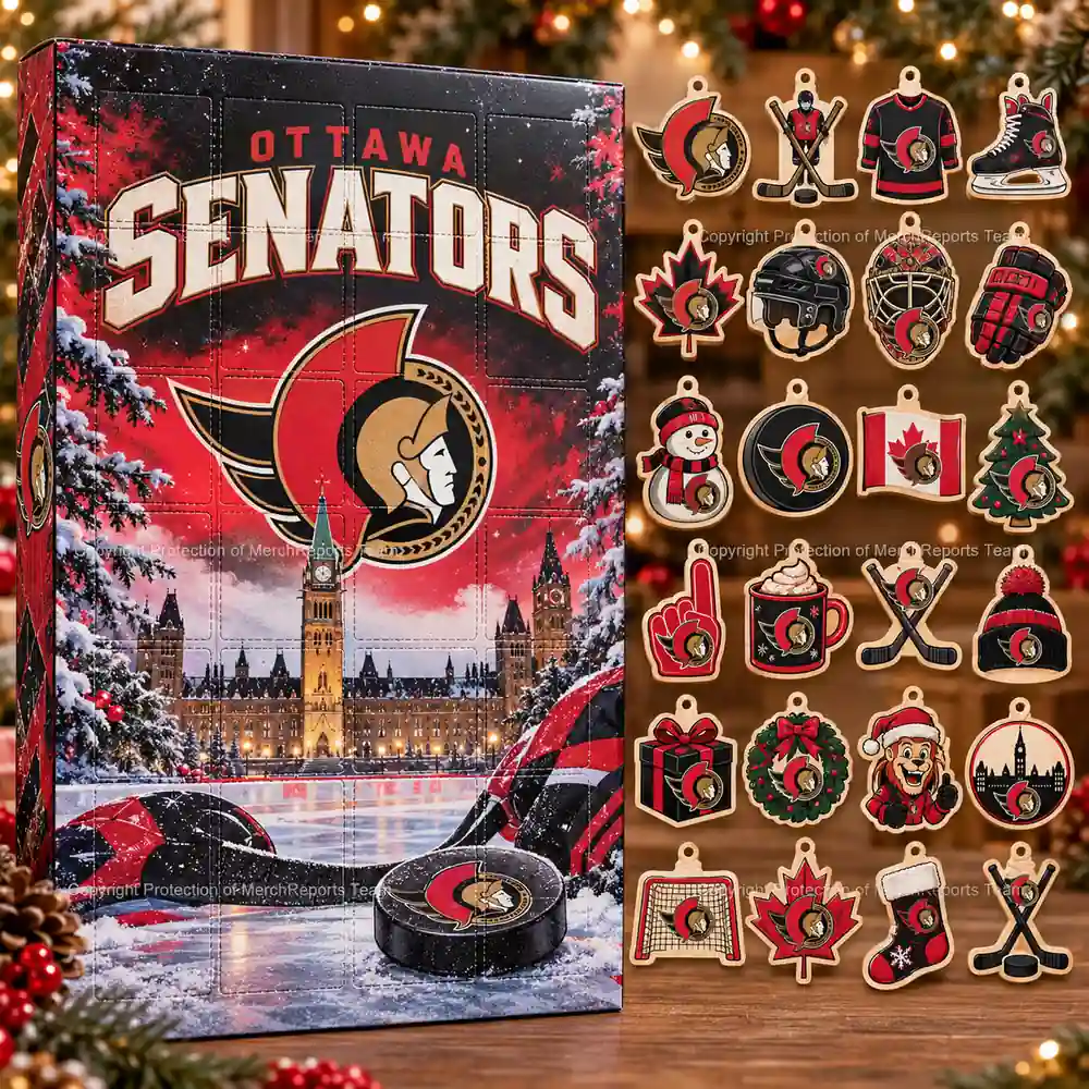 Ottawa Senators NHL Christmas 24-ornament wooden Advent Calendar