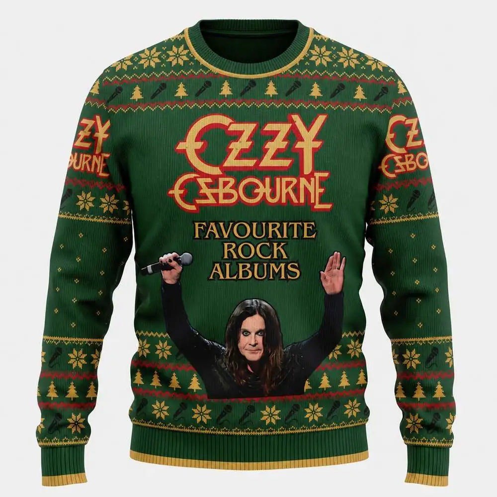 Favourite Rock Albums — Green Ozzy Osbourne Christmas sweater