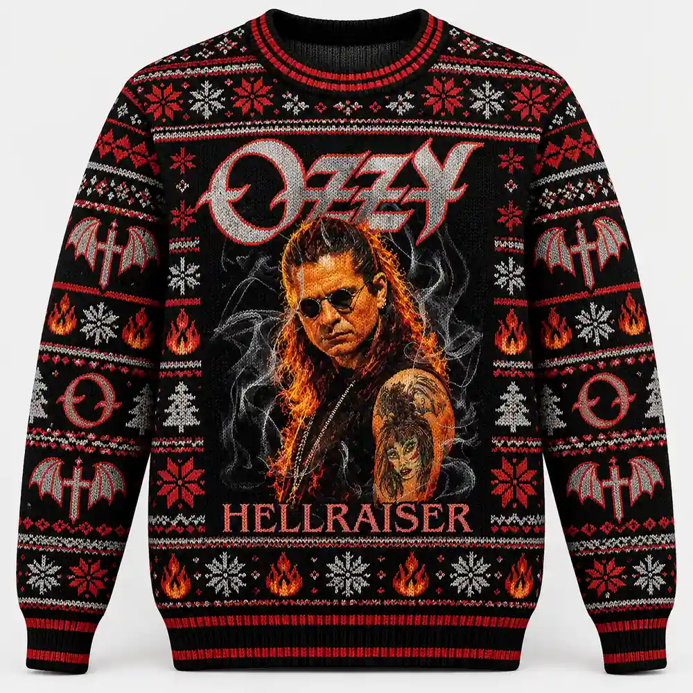 Hellraiser — Portrait & Flames Ozzy Osbourne Christmas sweater