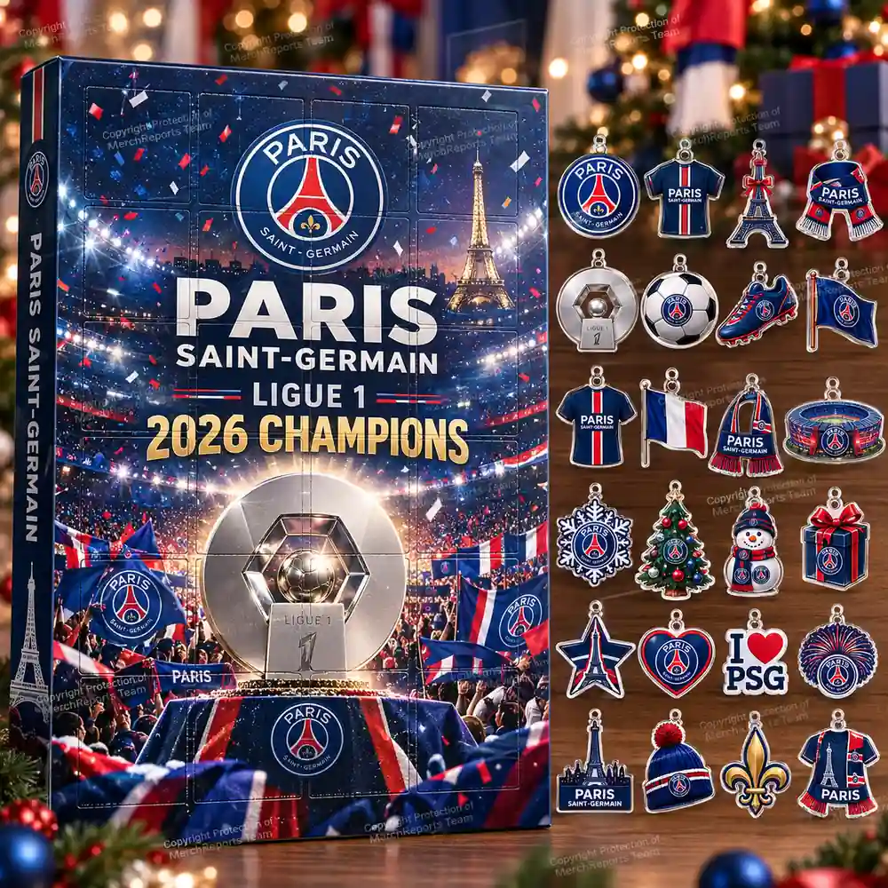 Paris Saint-Germain Ligue 1 2026 Champions Trophy Celebration Christmas 24 Ornaments Acrylic Advent Calendar Design A product mockup