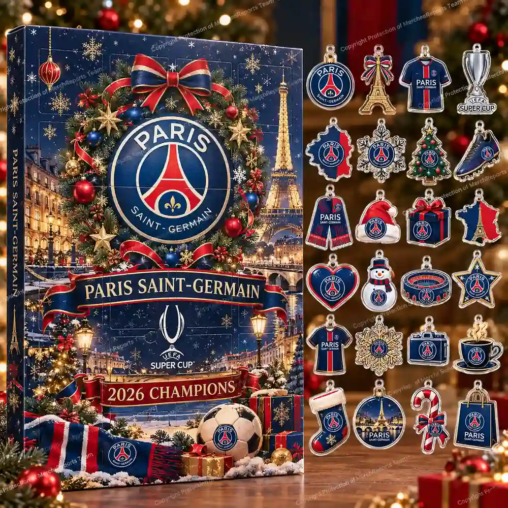 Paris Saint-Germain UEFA Super Cup 2026 Champions Heritage Christmas 24 Ornaments Acrylic Advent Calendar Design B product mockup