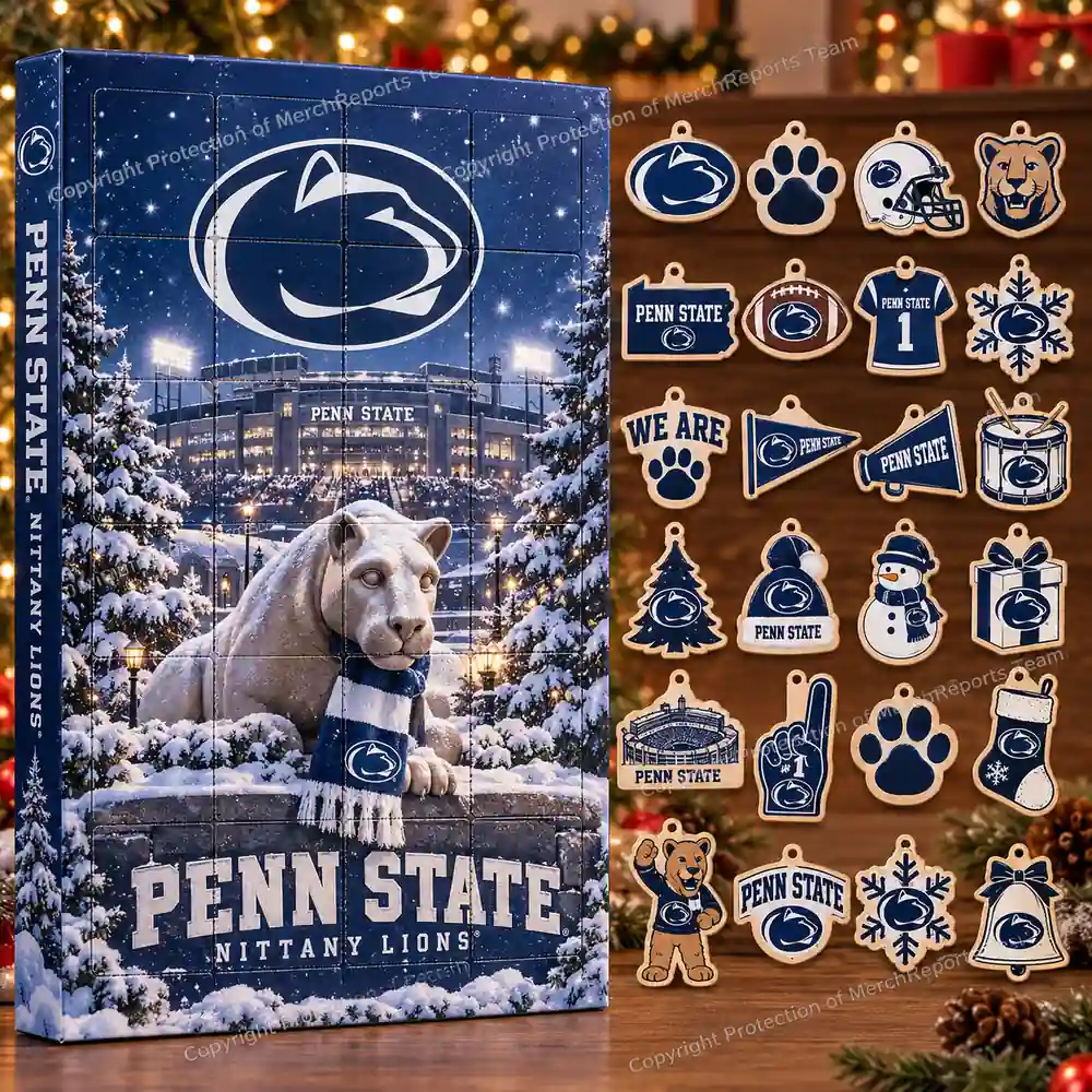 Penn State Nittany Lions NCAA Lion Shrine Christmas 24-Ornaments Wooden Advent Calendar