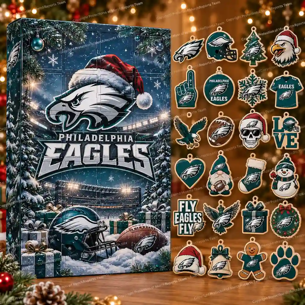 Philadelphia Eagles NFL Christmas 24-ornament wooden Advent Calendar