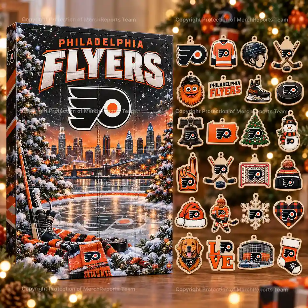 Philadelphia Flyers NHL Christmas 24-ornament wooden Advent Calendar
