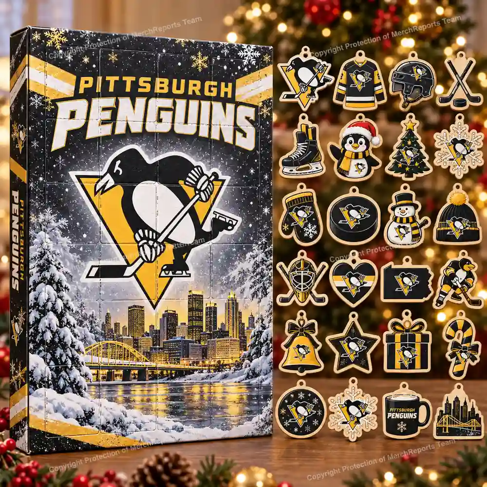 Pittsburgh Penguins NHL Christmas 24-ornament wooden Advent Calendar