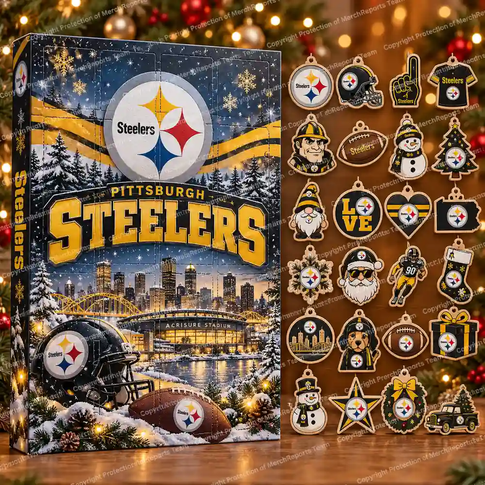 Pittsburgh Steelers NFL Christmas 24-ornament wooden Advent Calendar