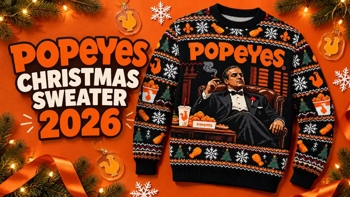 Popeyes Christmas sweater product designs