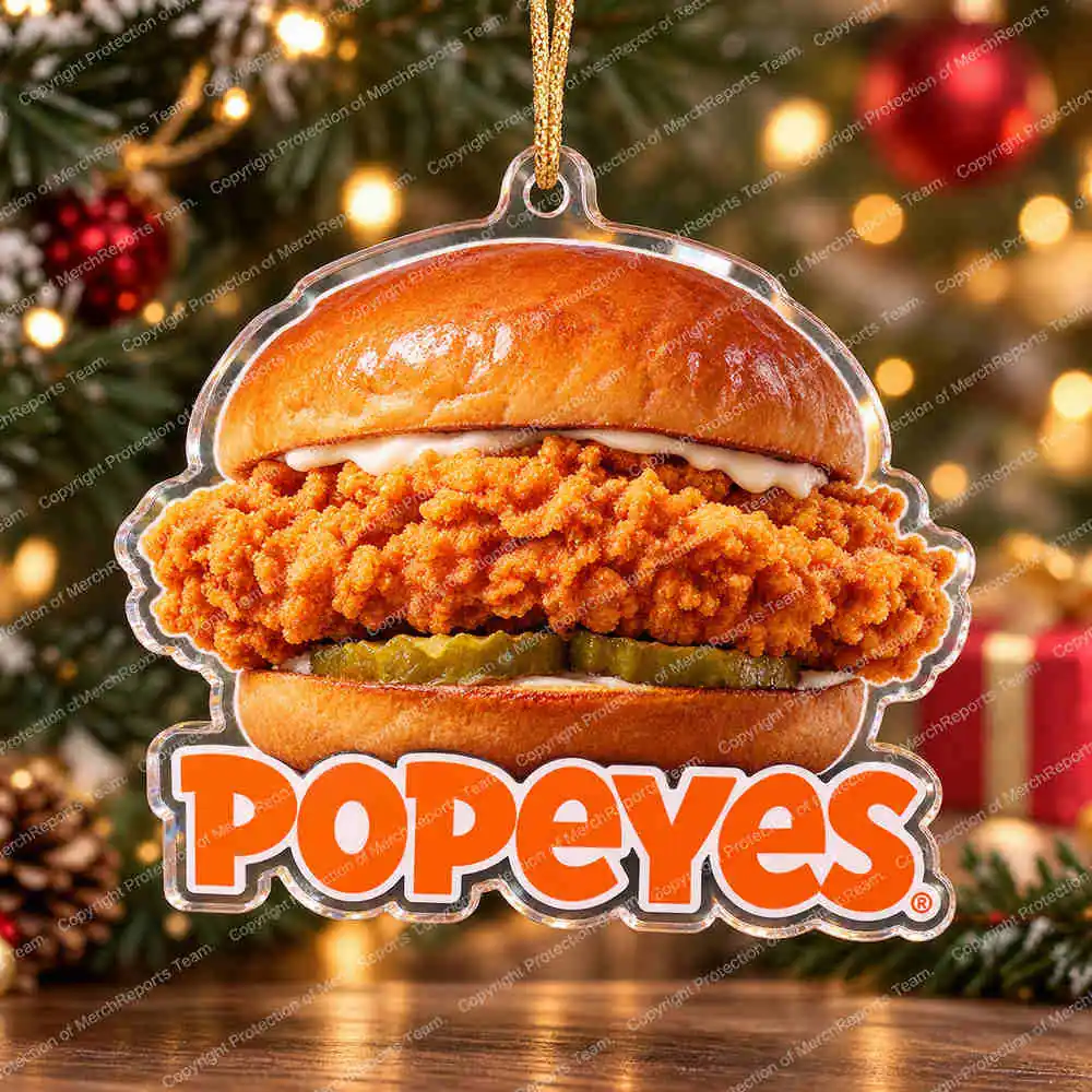 Popeyes Chicken Sandwich acrylic Christmas ornament