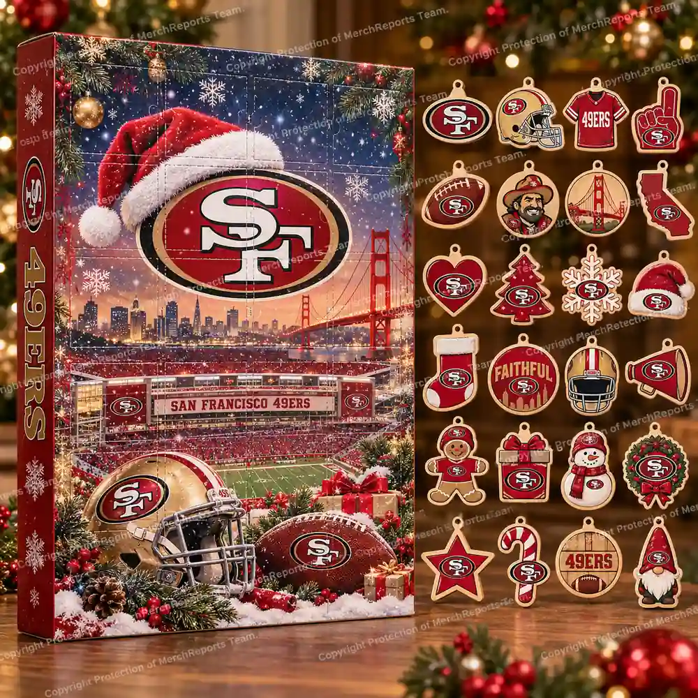 San Francisco 49ers NFL Christmas 24-ornament wooden Advent Calendar