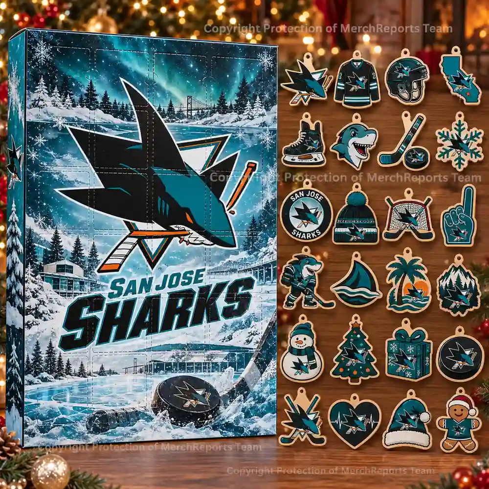 San Jose Sharks NHL Christmas 24-ornament wooden Advent Calendar