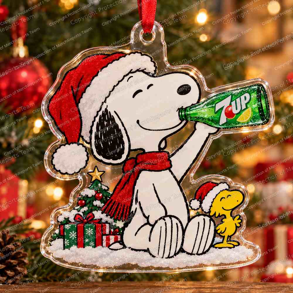 Snoopy 7UP Soft Drink Christmas 2026 Custom Shape Acrylic Ornament