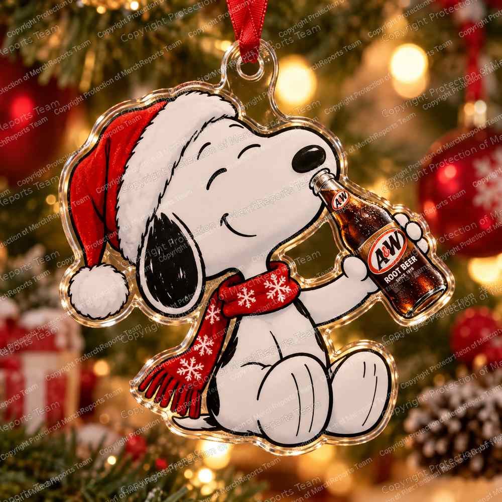 Snoopy A&W Root Beer Soft Drink Christmas 2026 Custom Shape Acrylic Ornament