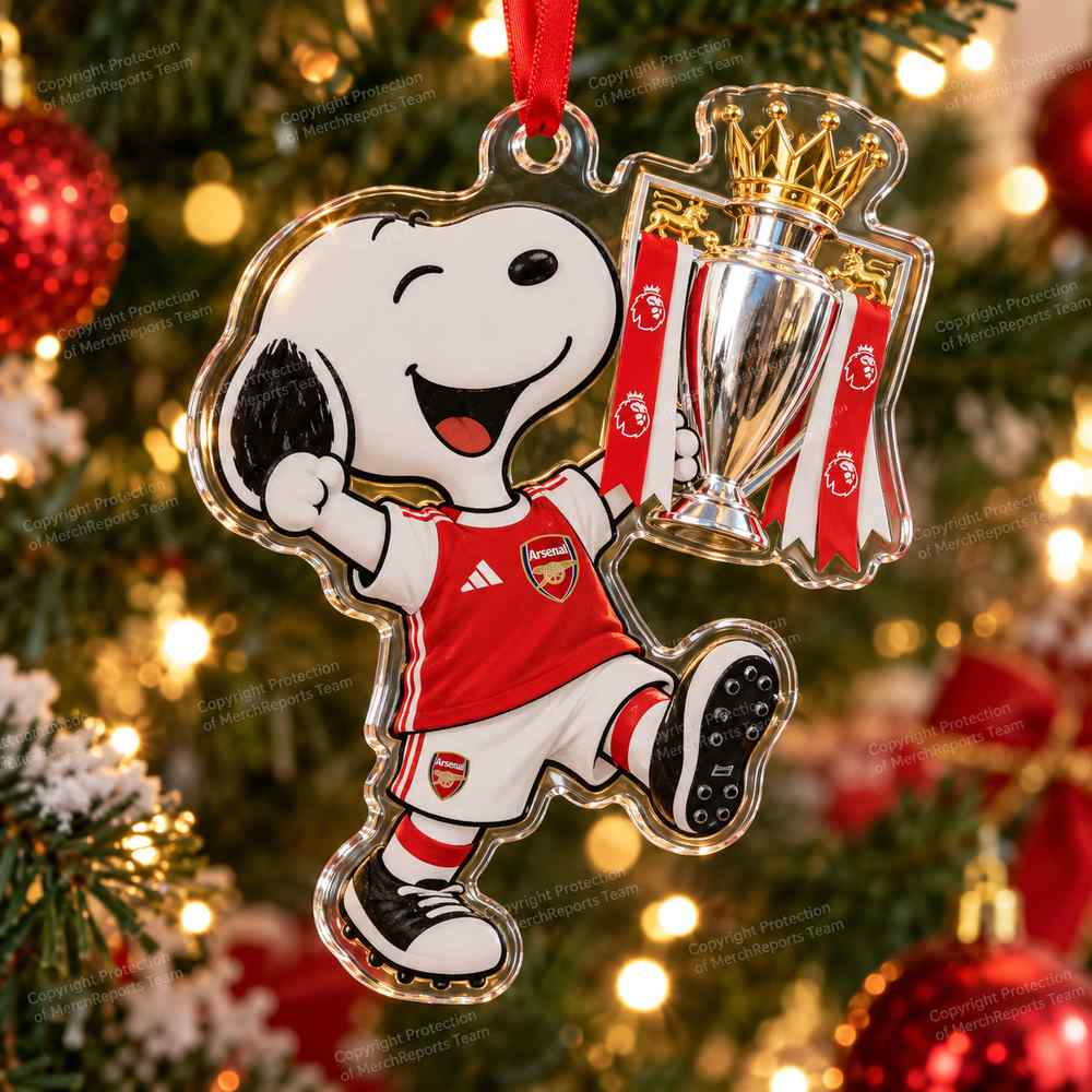 Snoopy Arsenal Premier League Trophy Christmas 2026 Custom Shape Acrylic Ornament