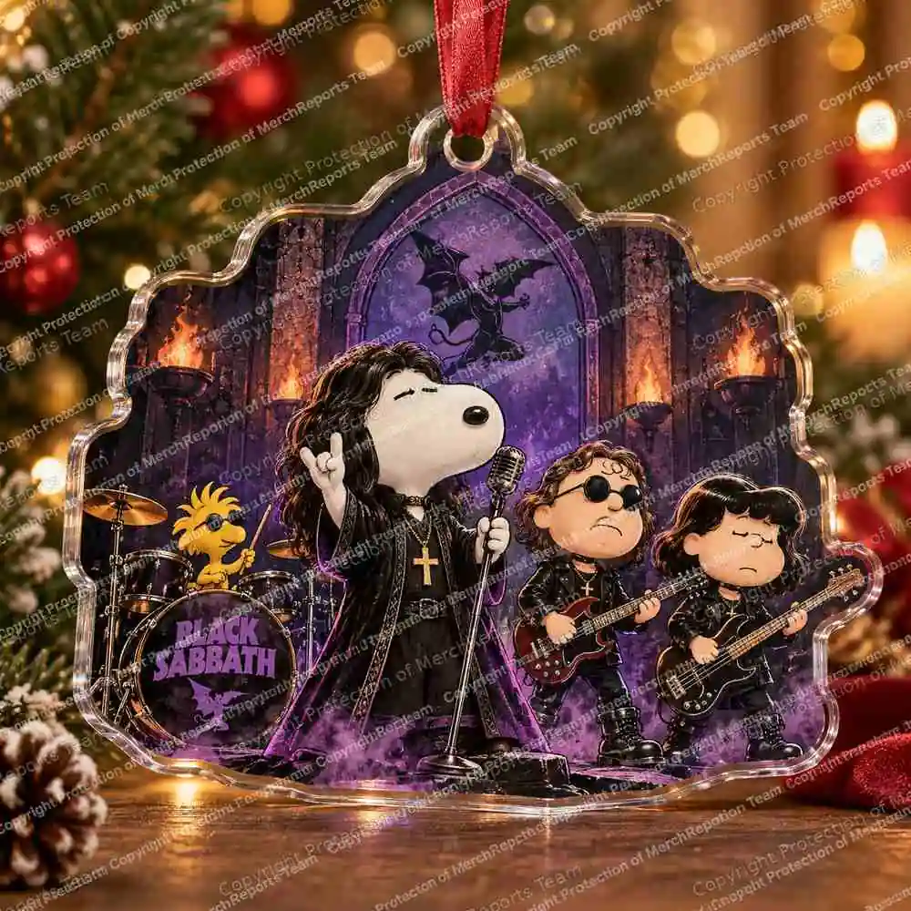Snoopy & the Sabbath Band Black Sabbath acrylic Christmas ornament