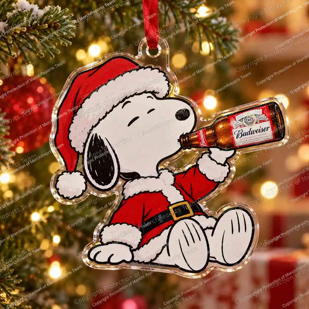 Snoopy Santa — Budweiser Budweiser acrylic Christmas ornament
