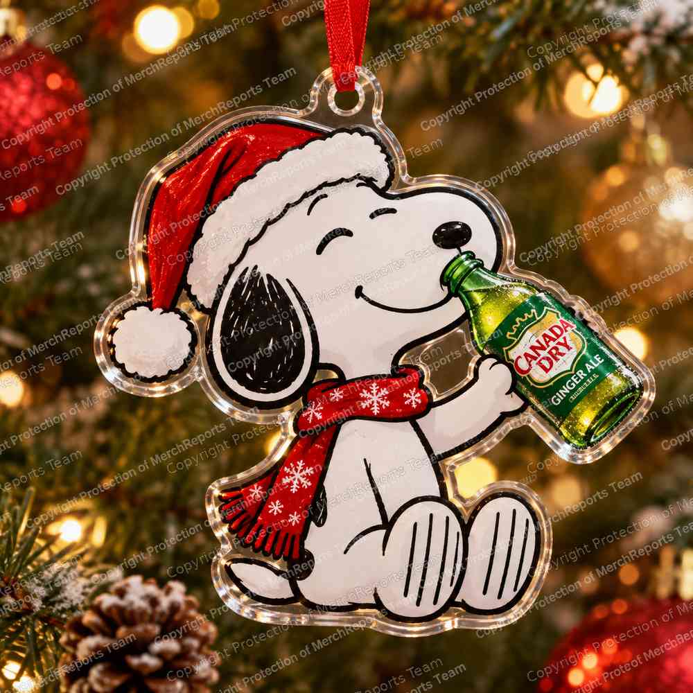 Snoopy Canada Dry Ginger Ale Soft Drink Christmas 2026 Custom Shape Acrylic Ornament