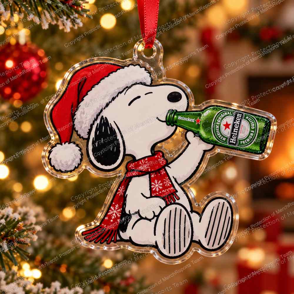 Snoopy Heineken Beverage Christmas 2026 Custom Shape Acrylic Ornament