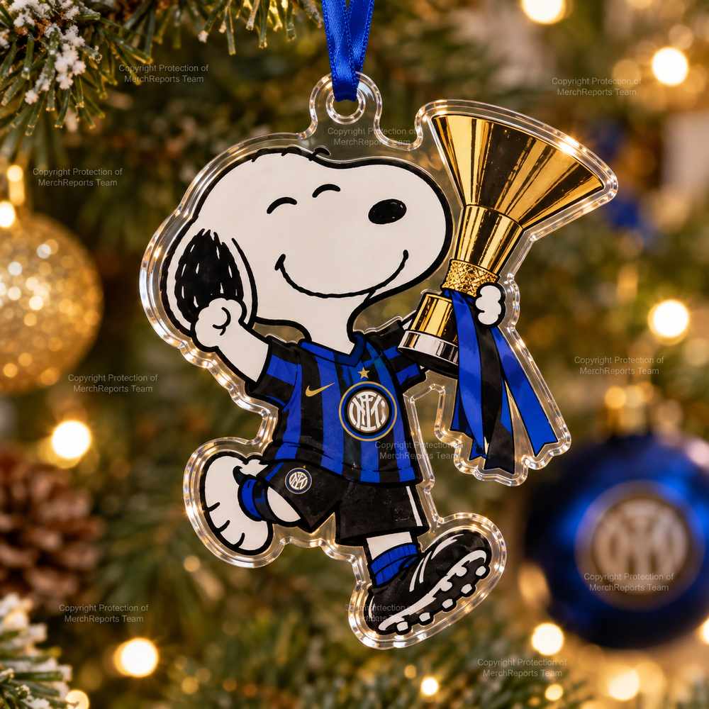 Snoopy Inter Milan Serie A Trophy Christmas 2026 Custom Shape Acrylic Ornament