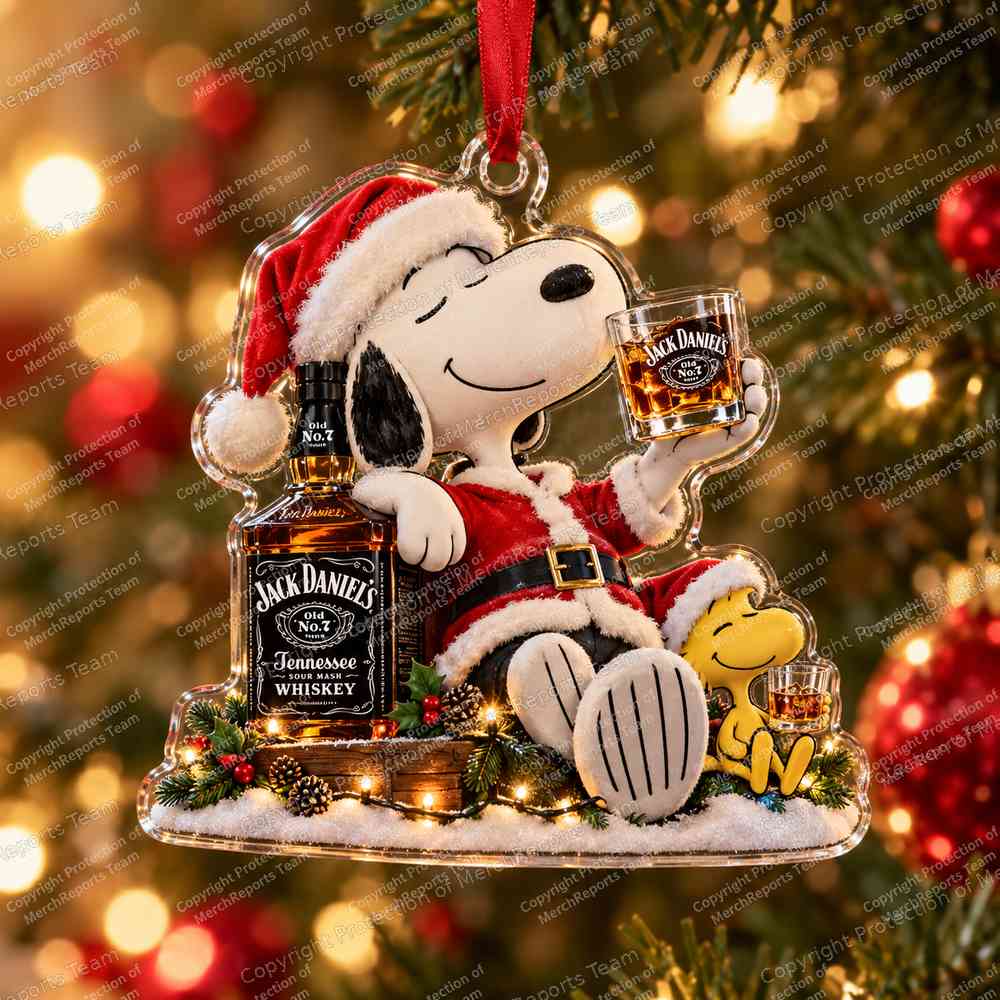 Snoopy Jack Daniels Beverage Christmas 2026 Custom Shape Acrylic Ornament
