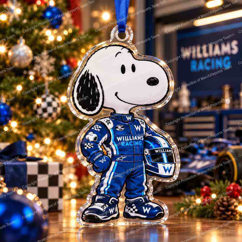Snoopy Williams Racing Formula 1 Blue Driver Christmas 2026 Custom Shape Acrylic Ornament