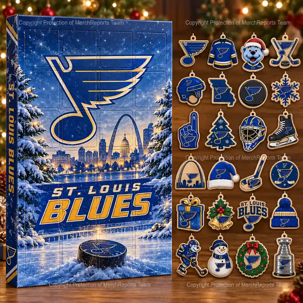 St. Louis Blues NHL Christmas 24-ornament wooden Advent Calendar