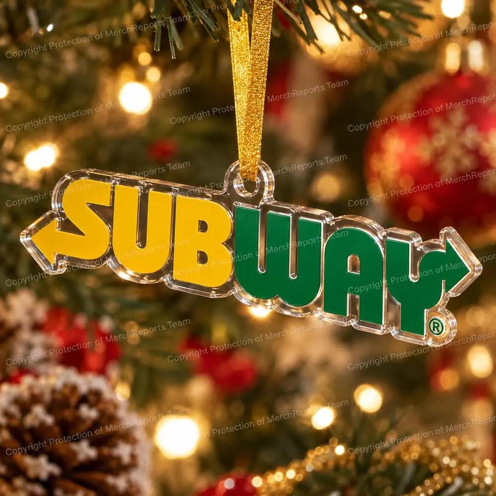 Subway Arrow Logo acrylic Christmas ornament