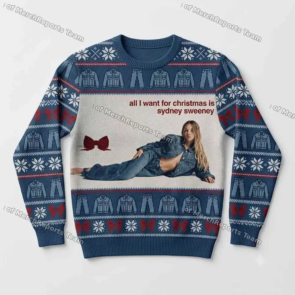 Blue Outfit & Bow Christmas sweater