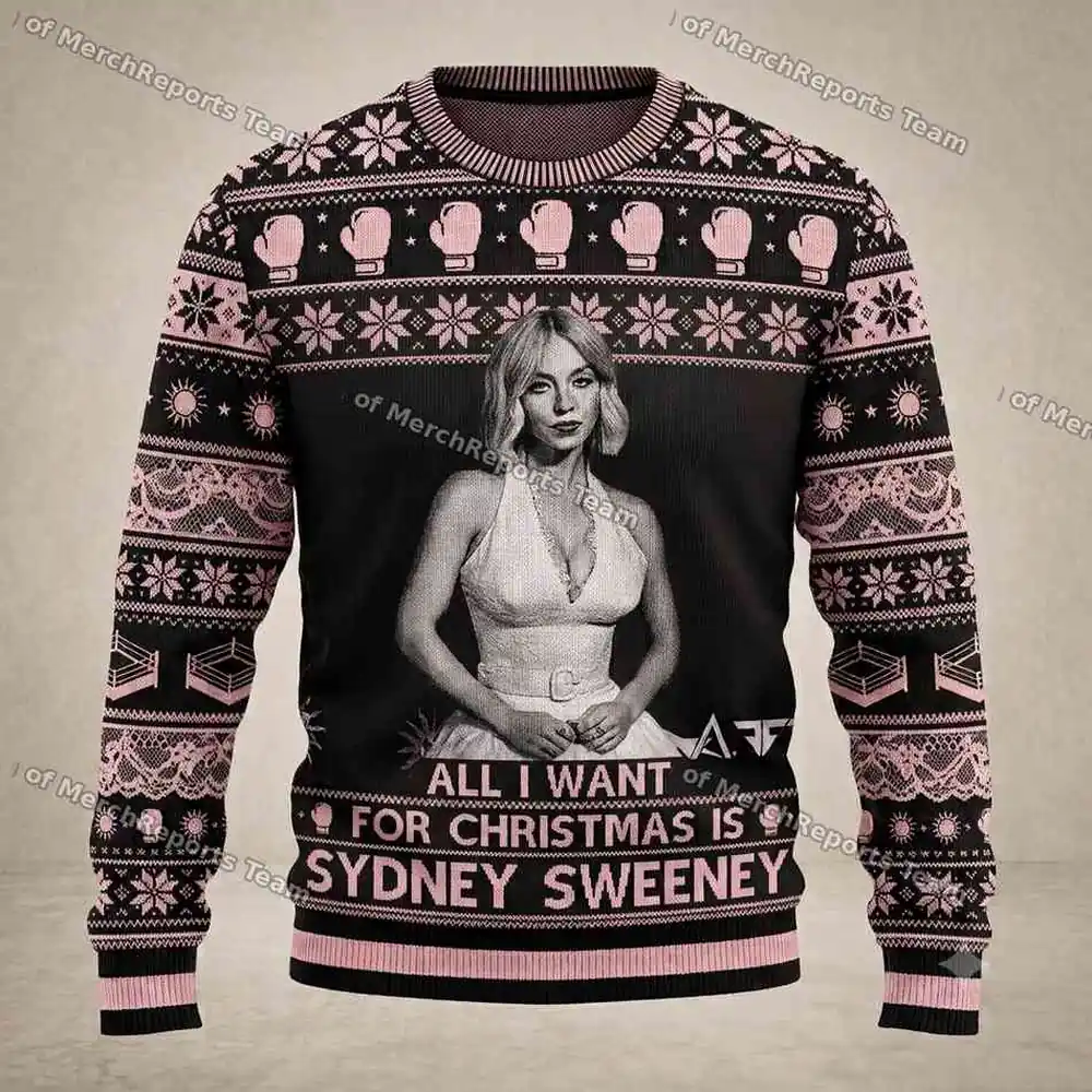 Pink & Black Photo Portrait Christmas sweater